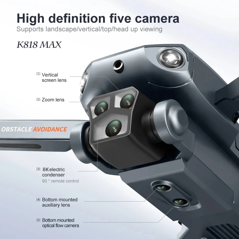 Xiaomi K818 MAX Four-way Obstacle Avoidance Folding Optical Flow Electronically Controlled Dual Camera HD Photography Quadcopter