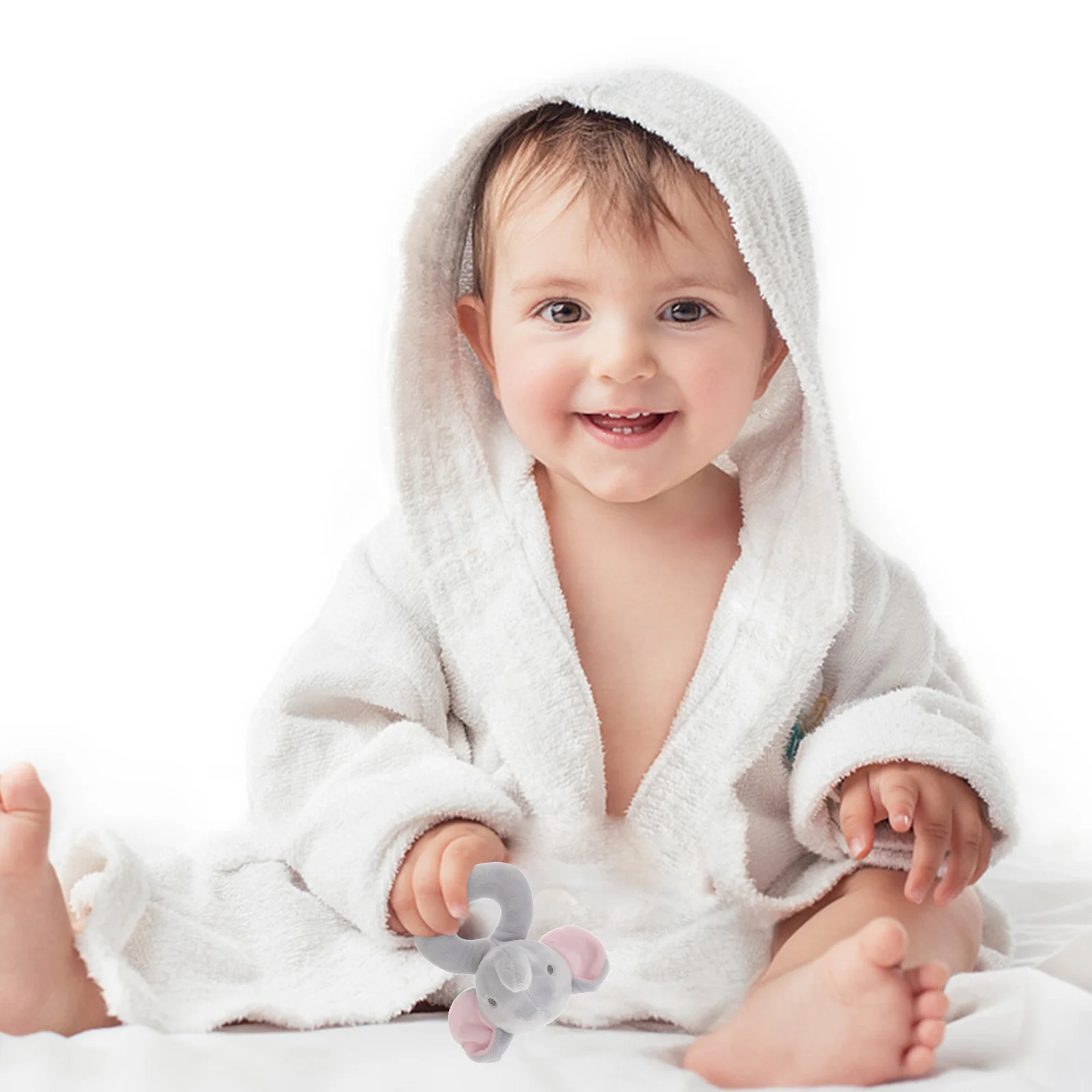 Grzechotka dla niemowląt w kształcie słonia, pluszowa zabawka z miękkiej, bezpiecznej dla skóry tkaniny premium dla noworodków, zabawa sensoryczna, koordynacja oko-ręka.