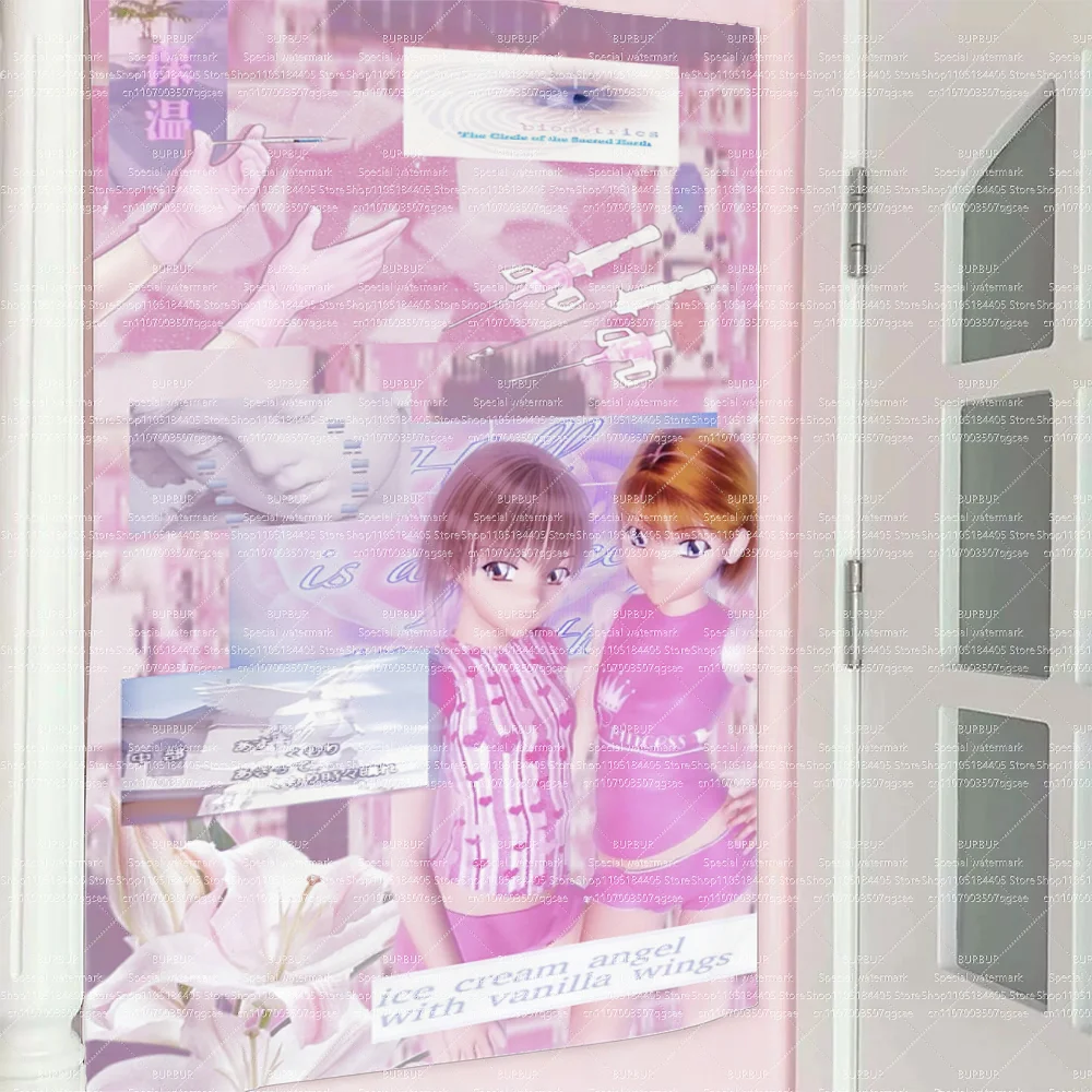 Ins cute Two-person plastic sentimental fig girl heart cute background fabric for dormitory bedroom wall hanging cloth for renta