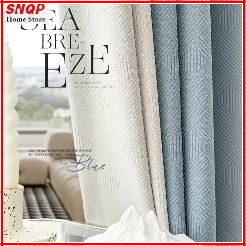 

Thicken Modern Simple Blackout Chenille Curtains for Living Room Bedroom Dining Luxury Jacquard Elegant Color Matching Custom