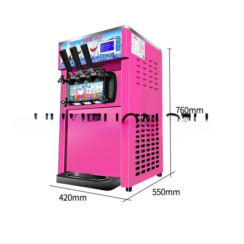 Electric 220/110V Soft Ice Cream Machine with 3 Different Flavors Fruit Freezer Hard Mixing Ice Cream Making Machine