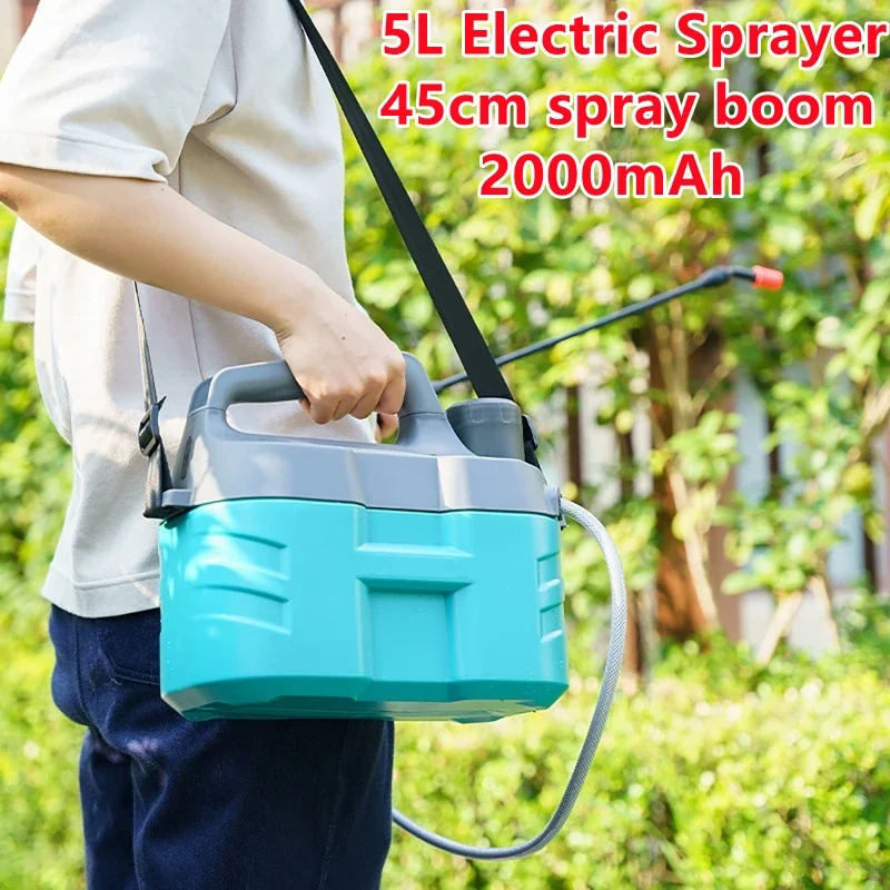 5L 2000mAh Plant Sprayer Practical Flow Adjustable Electric Sprayer Working Rechargeable Metal Electric Sprinkler for Garden