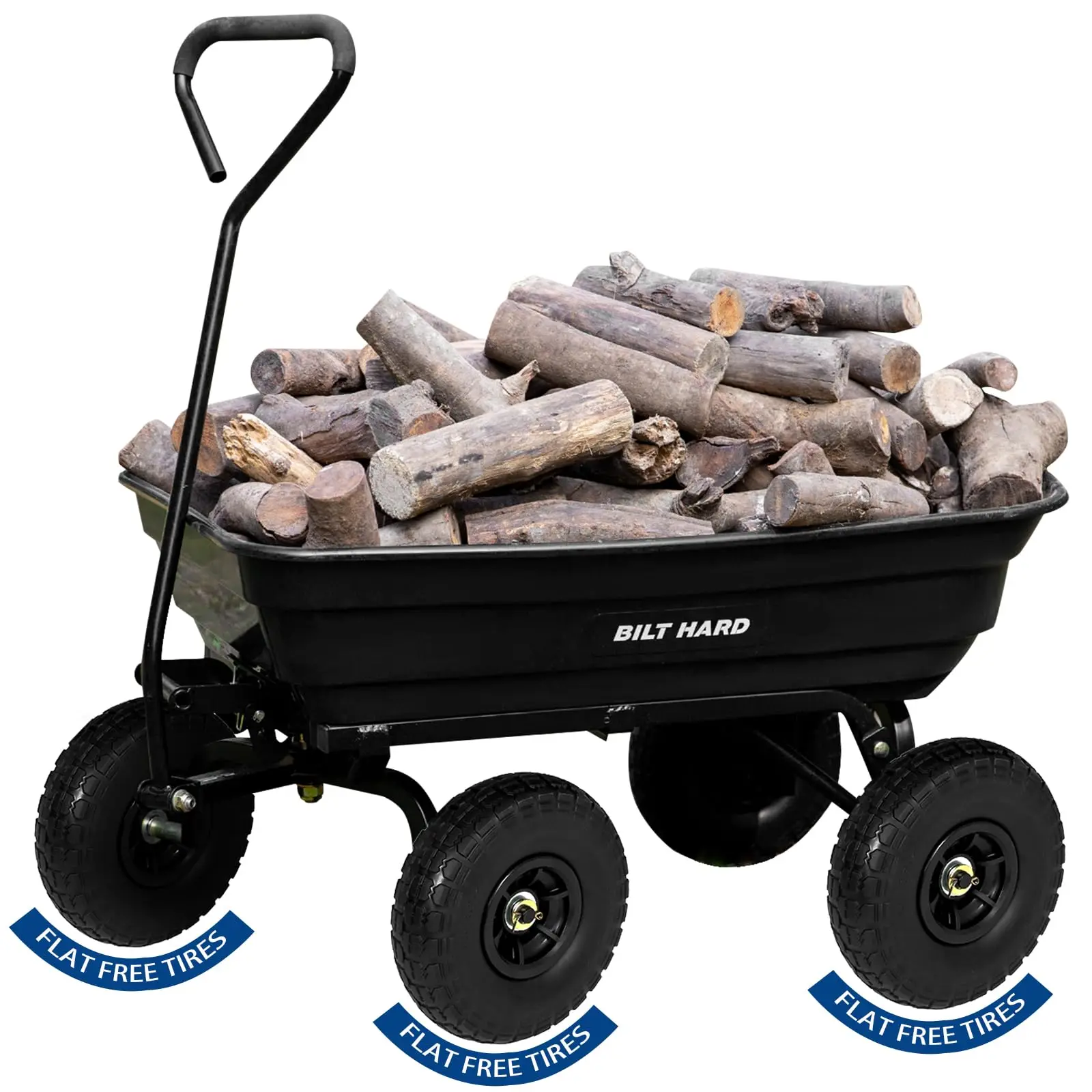 Poly Garden Dump Cart 600 lbs with No Flat Tires, Quick Release, 4 Cu Ft Dump Wagon Heavy Duty for Yard, Outdoor