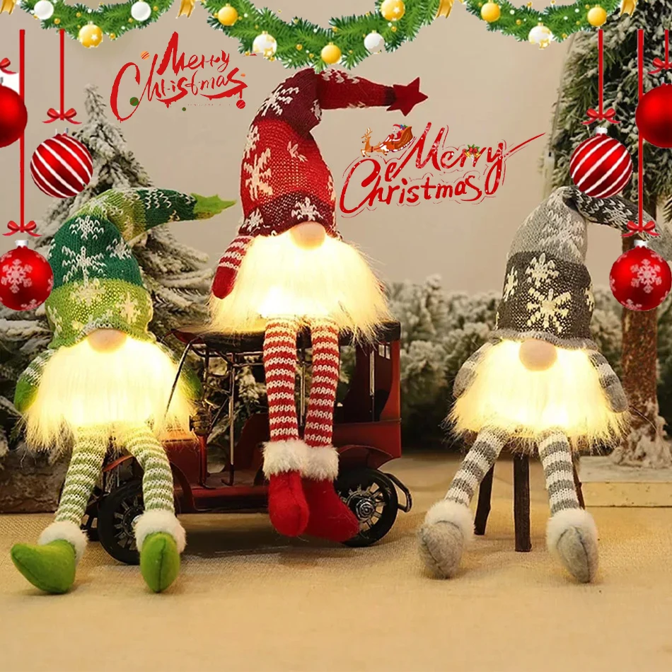 LED Christmas Gnome Faceless Doll Night Light Merry Christmas Decorations For Home Holiday Ornament Xmas Gift Navidad New Year