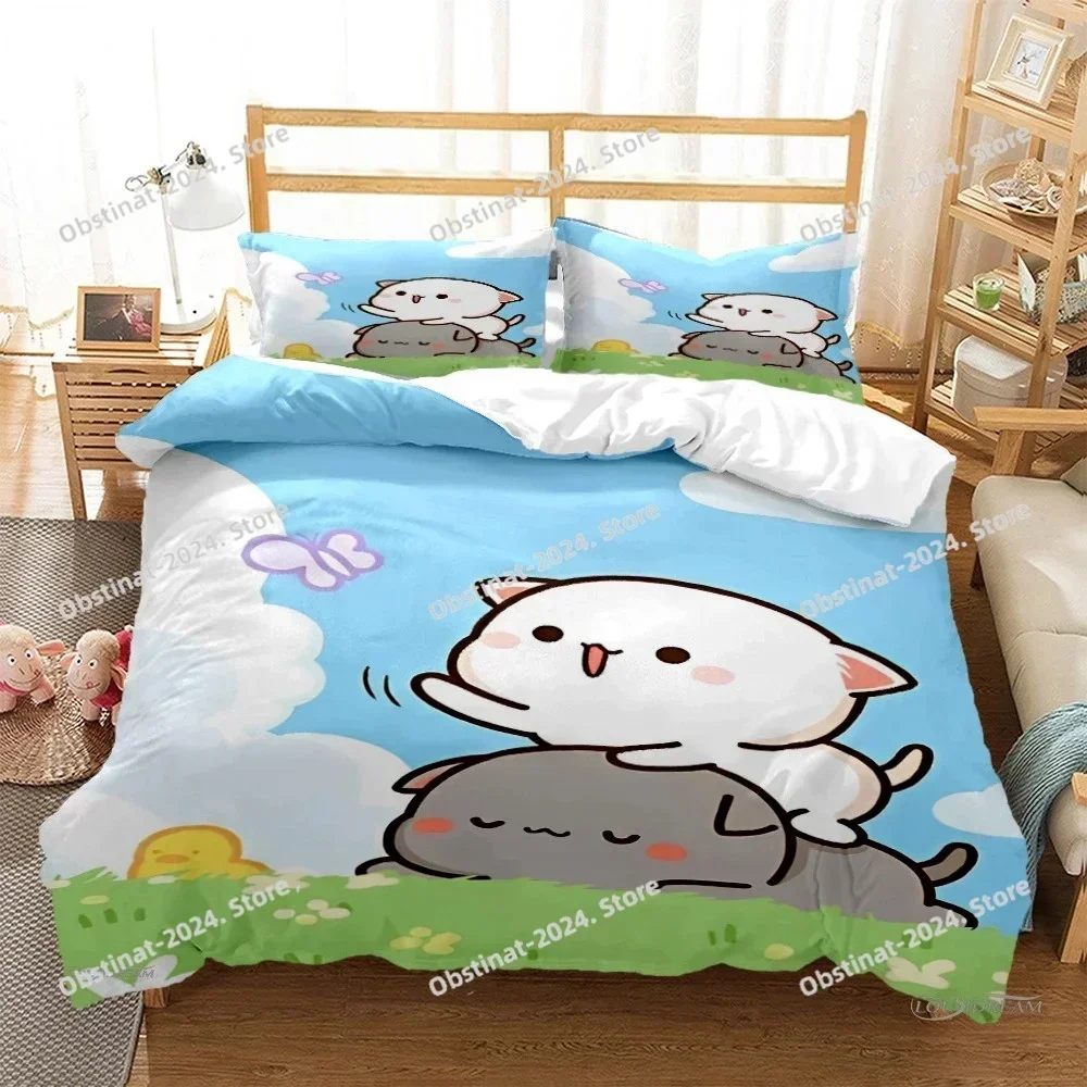 Cute Bubu Dudu Cartoon Bear Panda Duvet Cover kawaii Printed Bed Set Pillowcase Bedding Set Bed Linen Sheet Quilt Full King Size