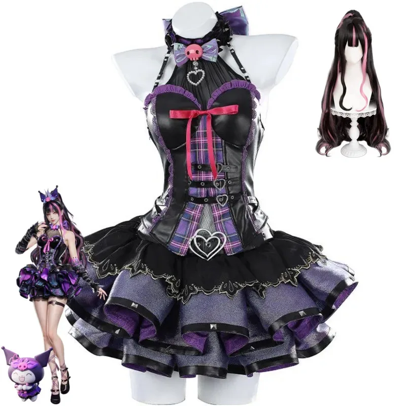 

Game Naraka: Bladepoint Tessa Cosplay Costume Sleeveless Black Purple Lolita Skirt Shorts Wig Woman Sexy Birthday Party Suit