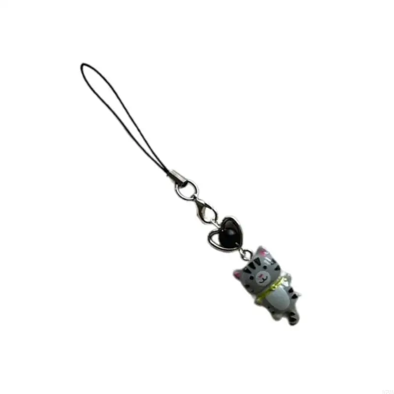 57qa niedliche Katzenanhänger Telefonkette Armband Kitys Charme Schlüsselbund Telefon Lanyard Keyring – Detail 4