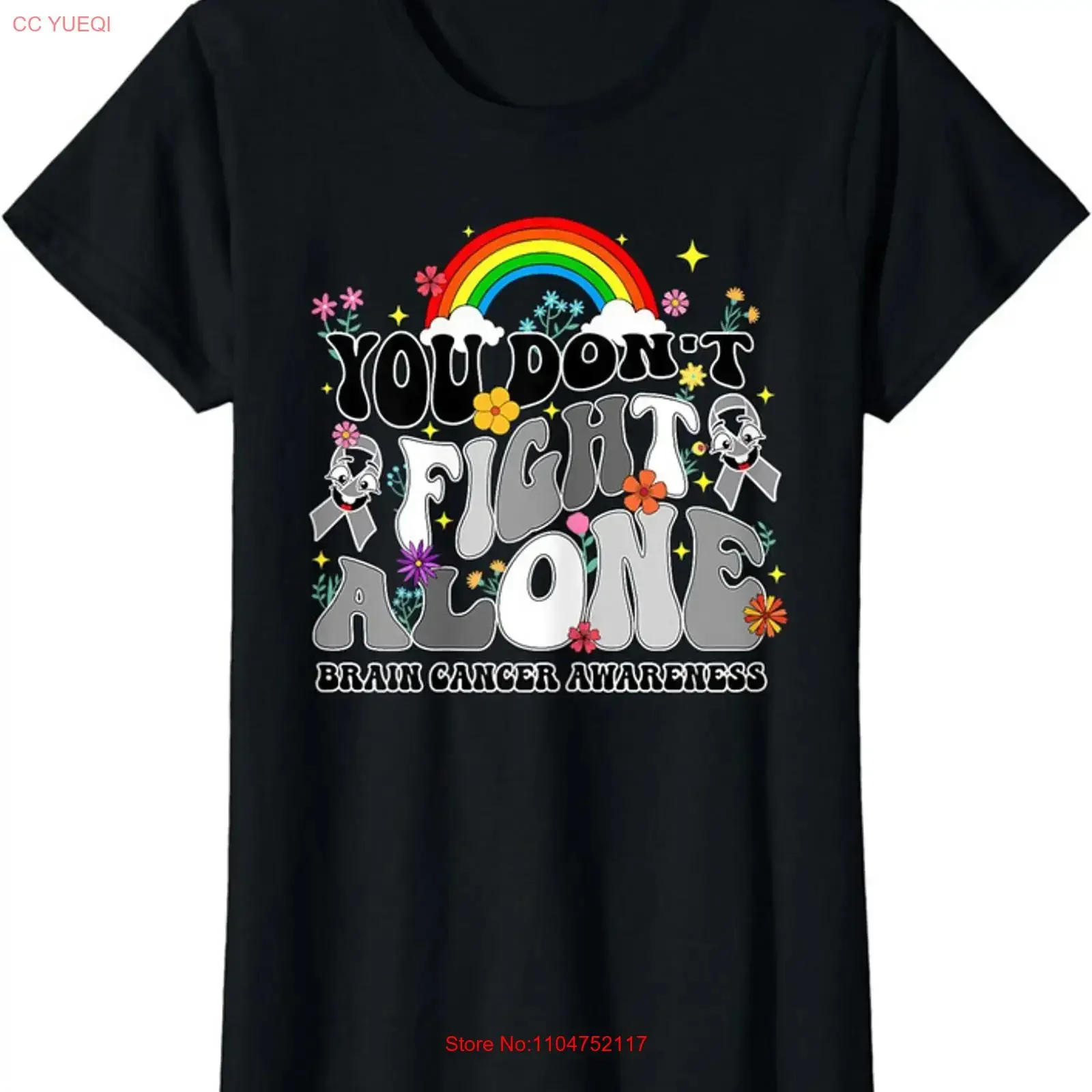 You Don't Fight Alone World Brain Tumor Day Ladies' Crewneck T Shirt long or short sleeves vintage Washed designer clothes Soft