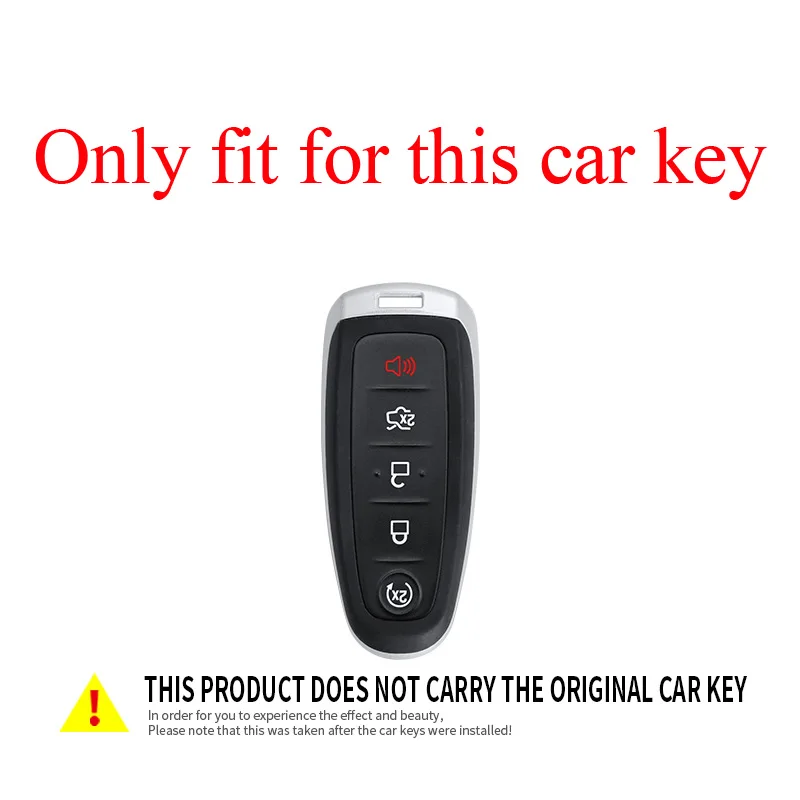 Zinc Alloy + Leather Car Key Case Cover for Ford Edge Explorer Escape Focus Taurus Flex Lincoln Navigator 5 Buttons Remote Key