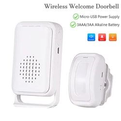 Wireless Welcome Doorbell Home Shop Store Hotel PIR Motion Sensor Infrared Detector Induction Alarm Door Bell Entry Alert System