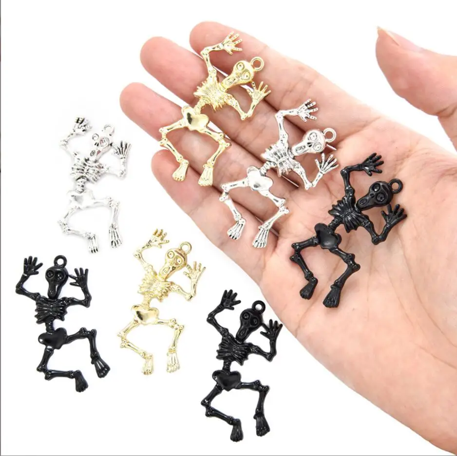 

30pcs Charms Skull Skeleton Bone 53*27mm Tibetan Bronze Silver Color Pendants Antique Jewelry Making DIY Handmade Craft F0454