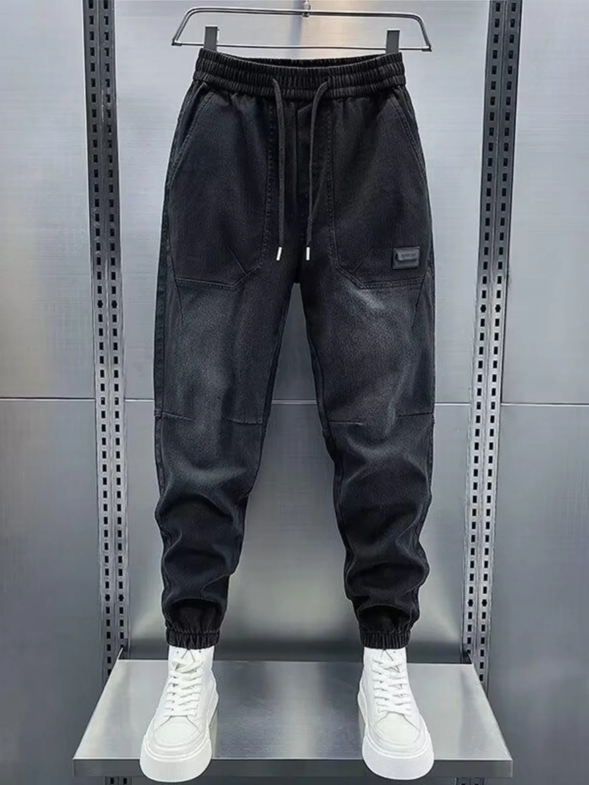 

Мужские повседневные джинсы из денима 2024: модные рабочие брюки, осенне-зимние облегающие брюки-харланы, высококачественные повседневные брюки Haome