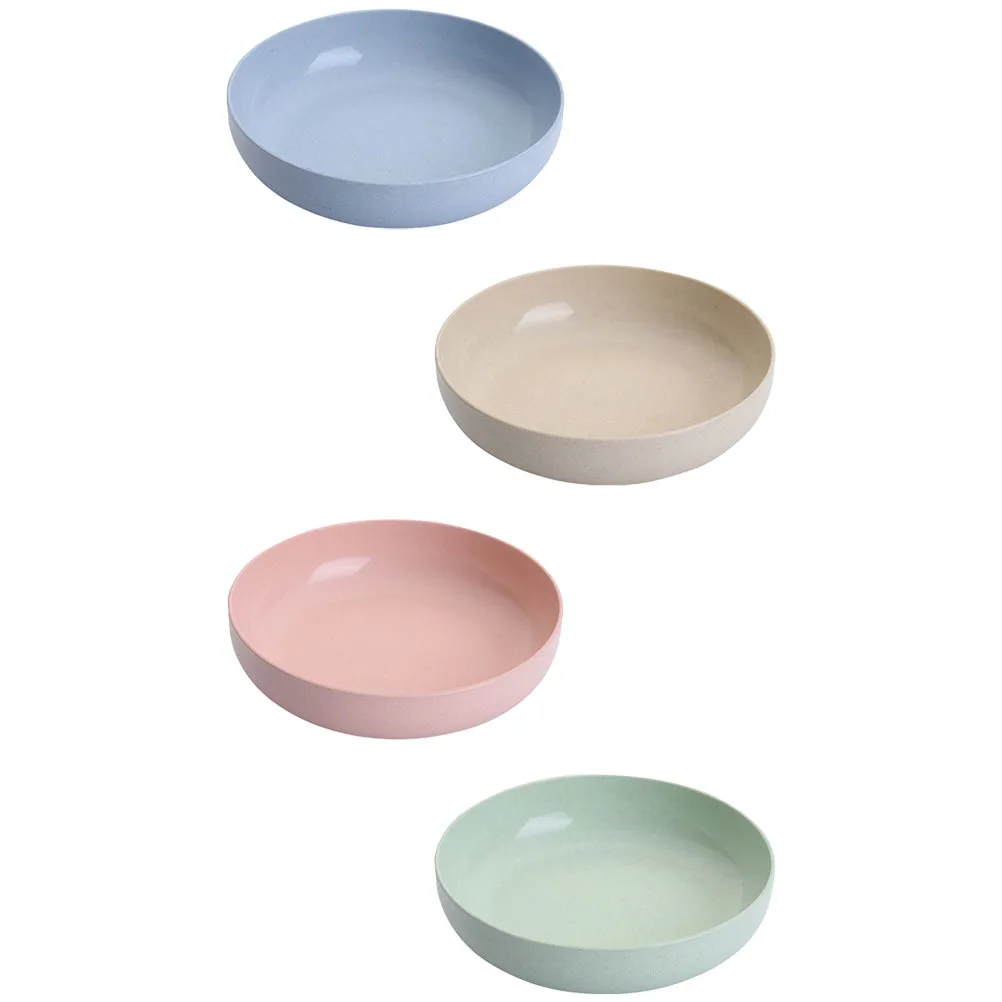 

4Pcs Anti-Fall Serving Dish Premium PP Wheat Straw Material Multi-Function Food Plate for Home Restaurant Bar Use Dinner Plates