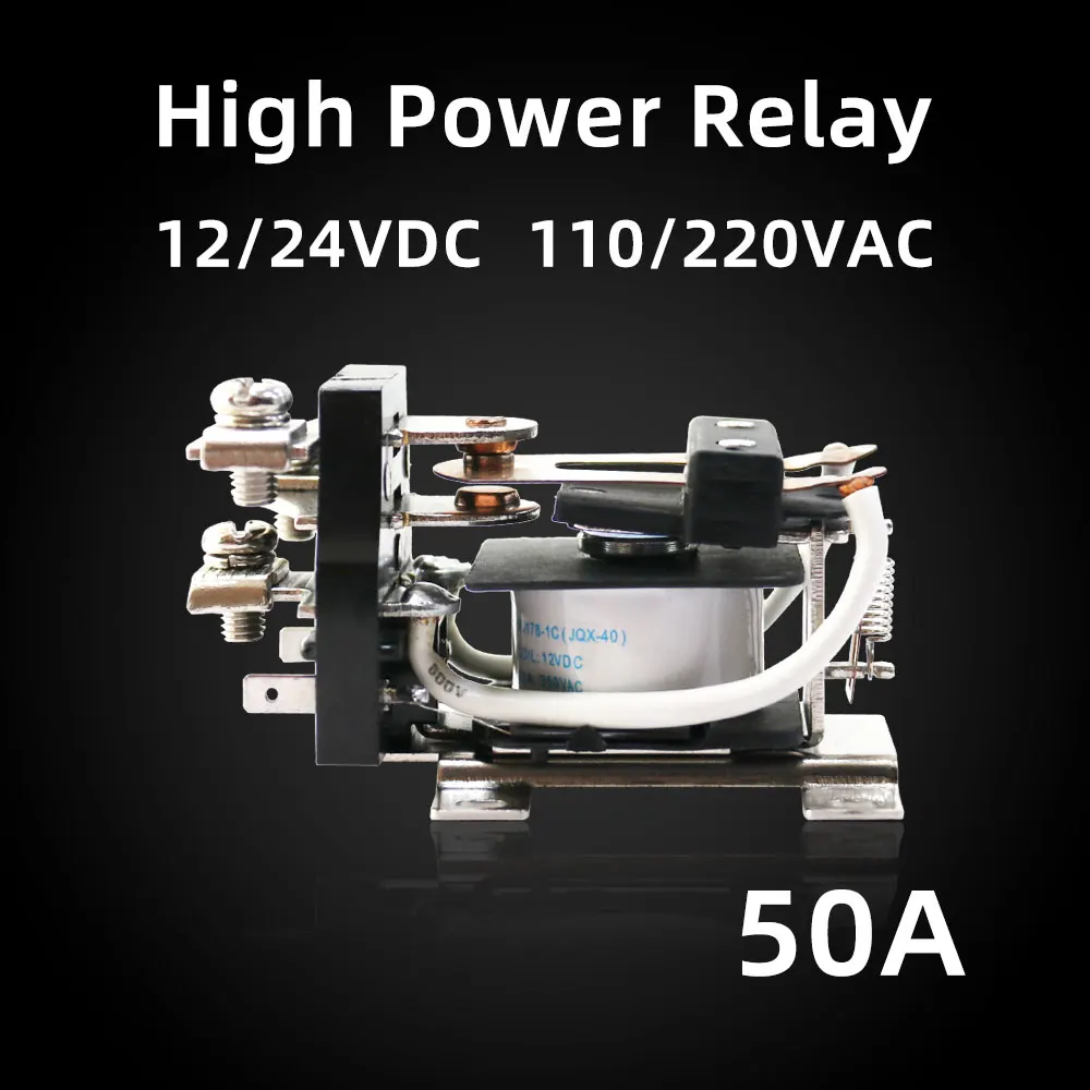 

12V 50A High-power Relay WJ178-1C Silver Alloy Contact 24VDC 220VAC Electromagnetic Reley