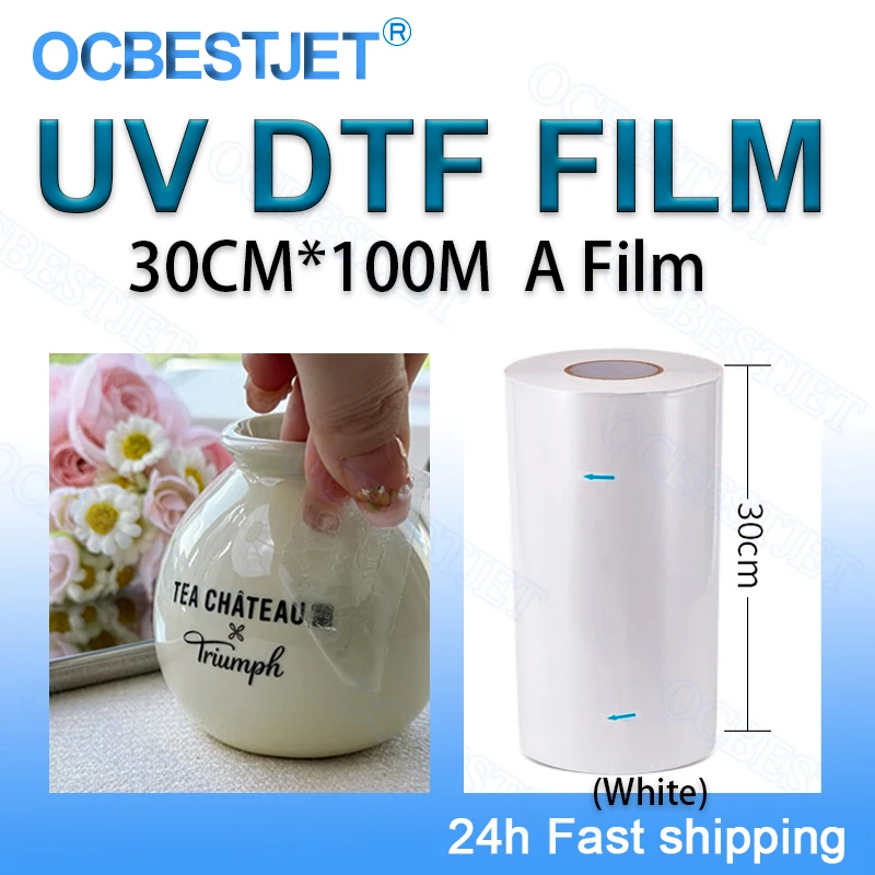 

UV DTF A Film 30CM*100M Crystal Label for Epson UV Printer Release B Film Waterproof Scratch-resistant Easy to Peel off White