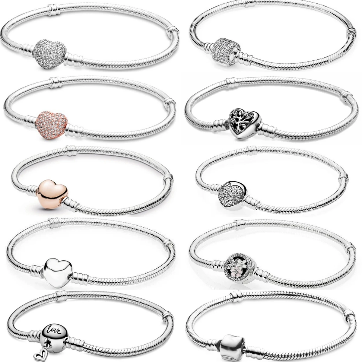Venda quente coração cobra 925 corrente pulseira flor árvore fecho femme amor pulseira decoração bugigangas para mulheres jóias presente