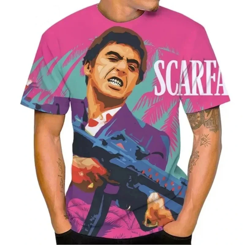 Movie Scarface Graphic 3D Print T-Shirts Men Women Fashion Streetwear Oversized Short Sleeve T Shirt Male Tees Tops Man Clothing