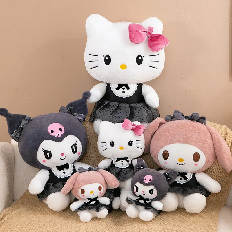 23/30Cm Donkere Rok Kuromi Pluche Speelgoed Sanrio Pop Melodie Kt Kat Zacht Knuffeldier Kt Kat Knuffels Kussenpop Geschenken