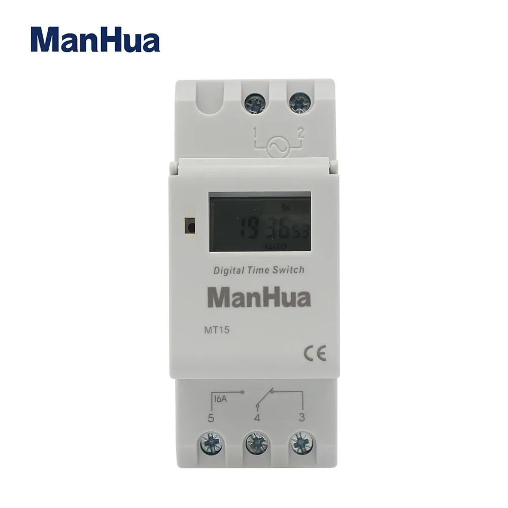 ManHua MT15 16A 220VAC/250VAC Digital Timer Switch High Load Weekly LCD Programmable Timer Relay digital timer