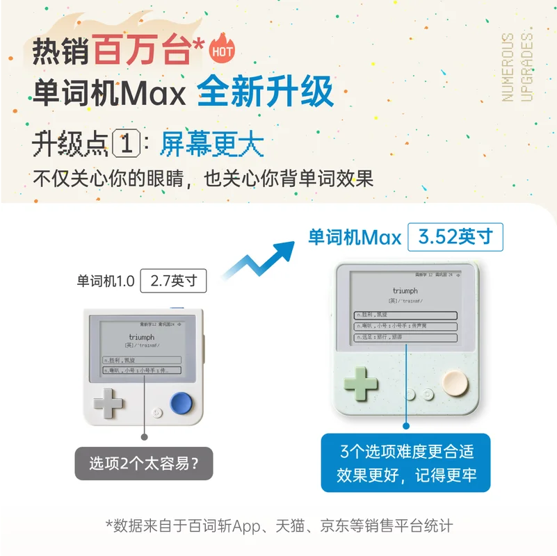 Baicizhan Word Machine Max 3.52 Inch E-Ink Screen Electronic Word Card With Real Human Pronunciation For Language Learning