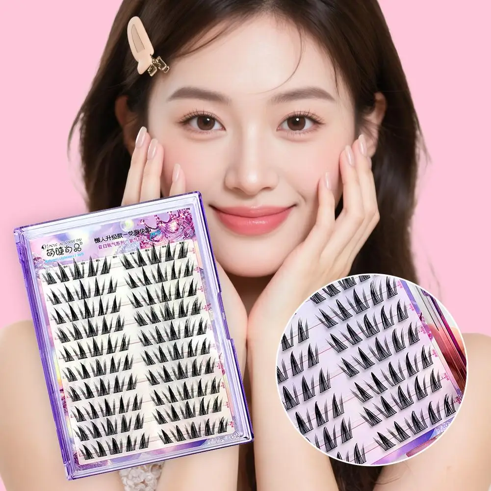 Glue-Free False Eyelashes False Eyelashes 5D Fluffy Application Easy Eye Anime Thick Lash Natural Curling H8V9