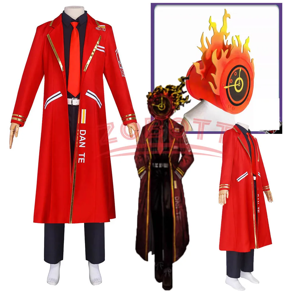 Game Limbus Company Cosplay Dante Costume Red Long Coat DAN TE Uniform Suit Men Women Halloween Party Carnival Roleplay Outfits