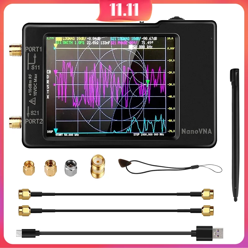 

NanoVNA-H 50KHz-1.5GHz Vector Network & Spectrum Analyzer - Touchscreen Antenna Analyzer, HW V3.6, 32GB SD Card