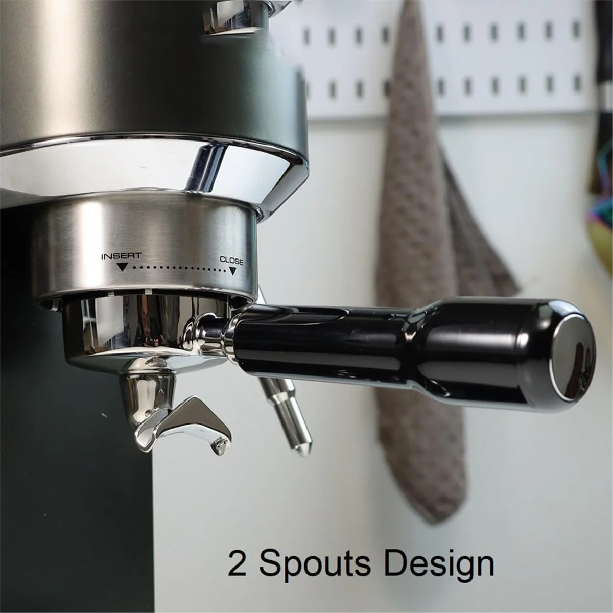 QA88X 51mm Coffee Portafilter 3 Ears with Double Spout for Delonghi Dedica EC680/EC685/EC785/EC820/EC850/EC860-ABS Handle