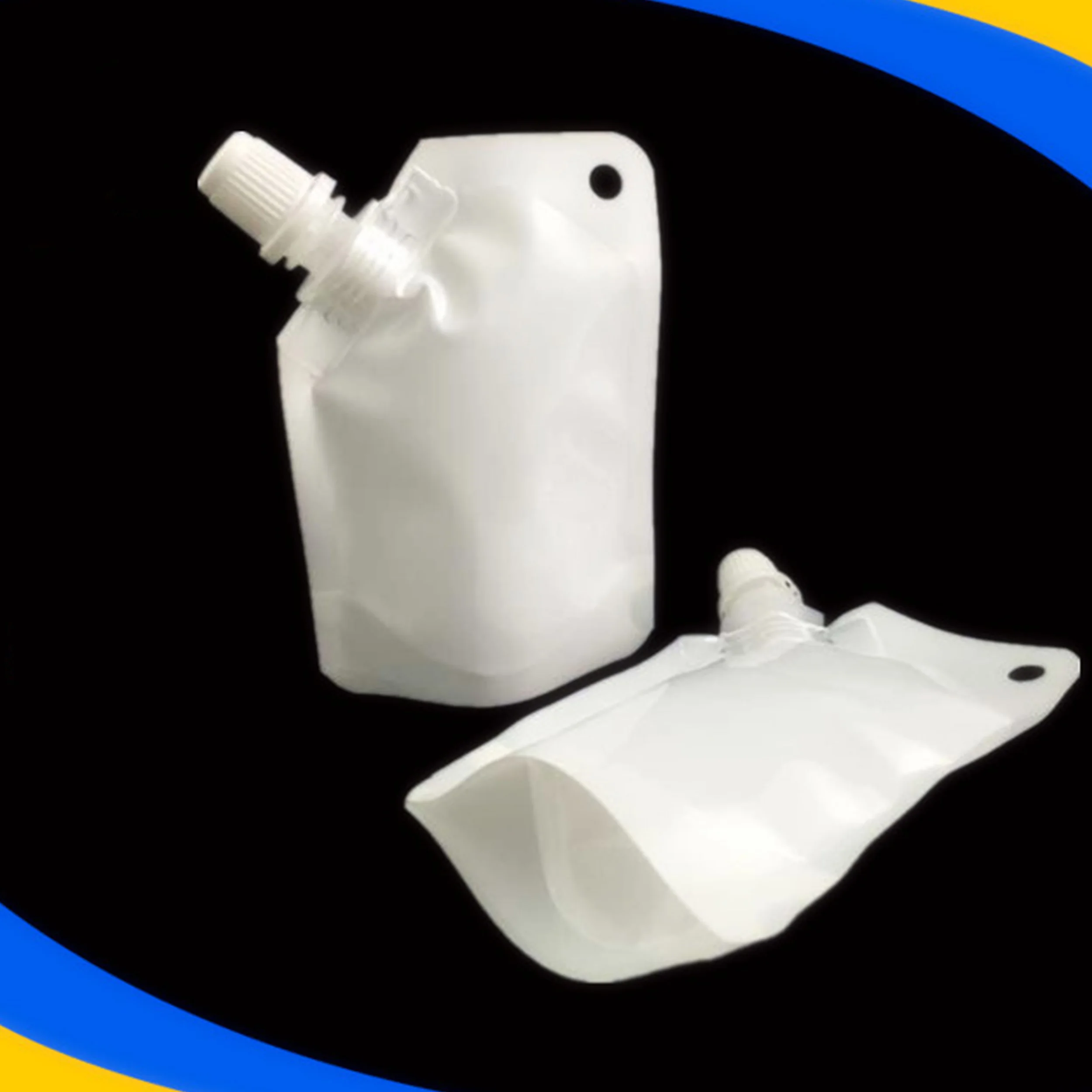 50Pcs 50Ml  Transparent White Small Stand Up Drinking Spout Packaging Bag  Beverage Juice Plastic  Pouch Bag With Cap