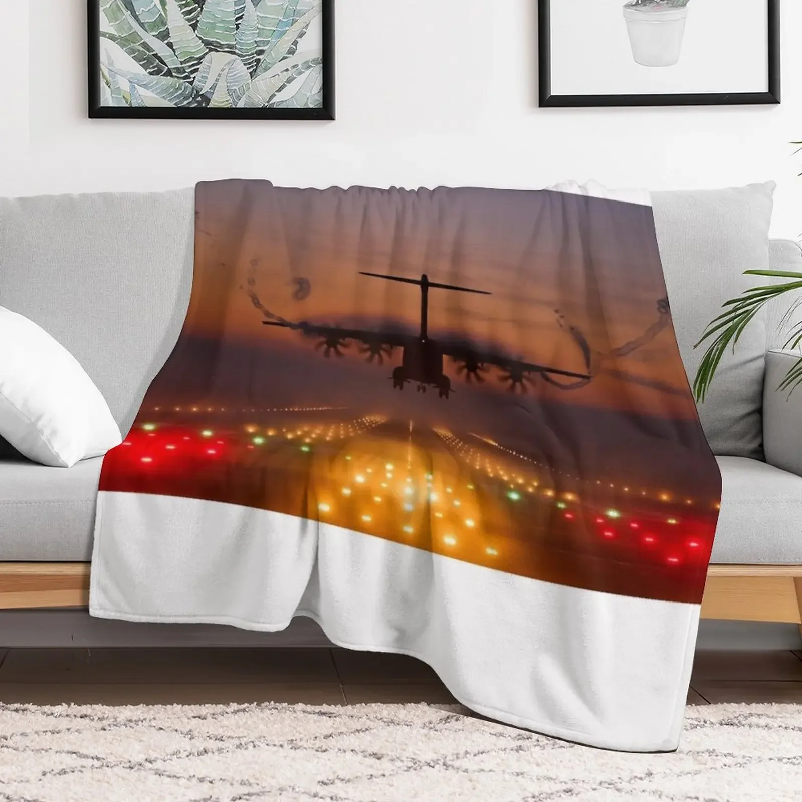 Atlas A400M Sunset Landing Throw Blanket