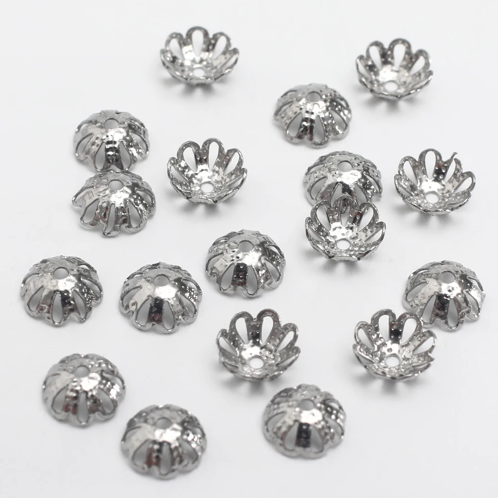 100Pcs Spacer Beads Caps Bali Style Stainless Steel Flower Bead Caps for Bracelet Necklace Earrings Jewelry Making Supplies