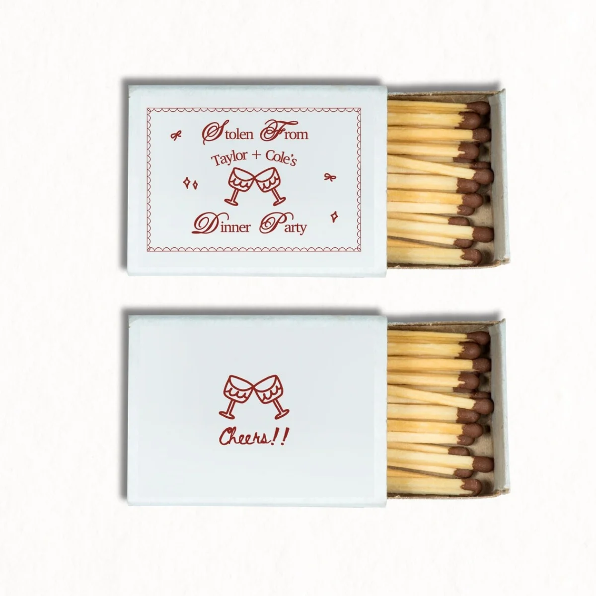 

Stolen From Dinner Party Matchbox Template Design Gift for Holiday Party Favor Personalized Matches for Christmas Themed Design