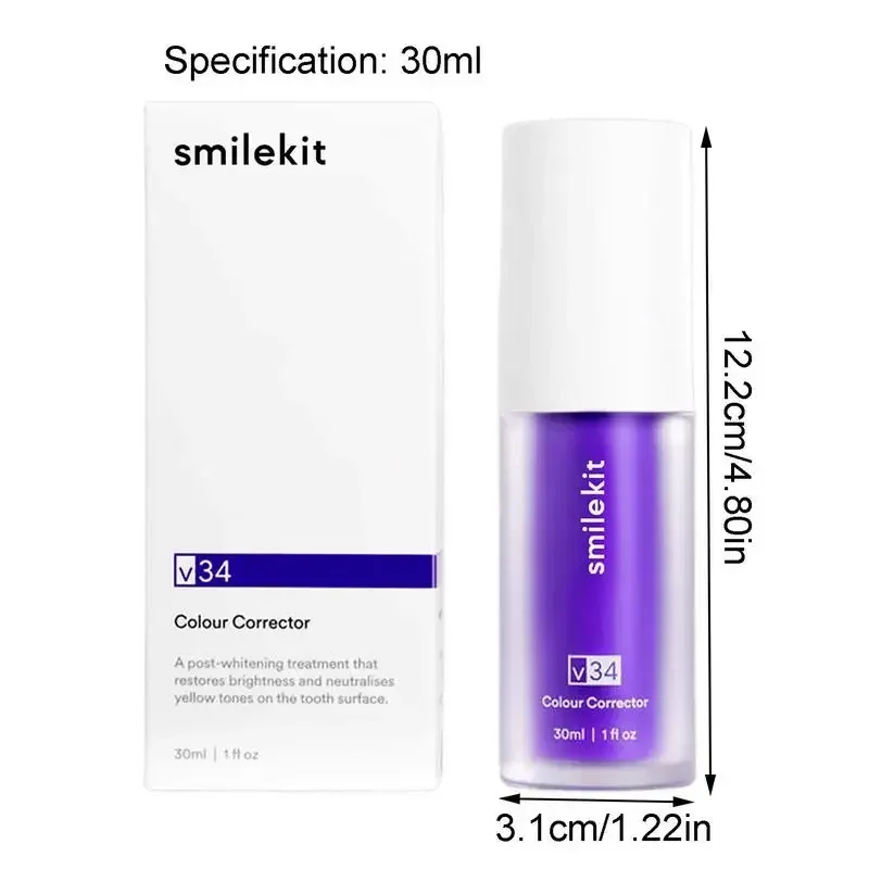 30ml V34 Purple Whitening Toothpaste Removal Tooth Stains Repairing Care For Teeth Gums Fresh Breath Brightening Teeth Care