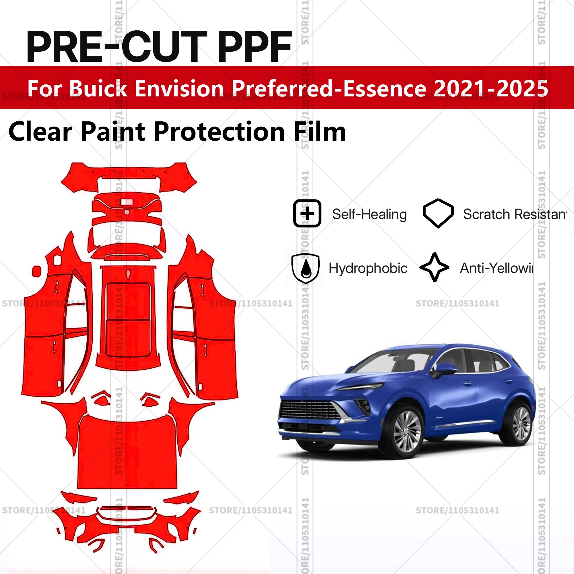 

For Buick Envision Preferred-Essence 2021-2025 Pre-Cut Paint Protection Film PPF Transparent Car Film Automotive PPF