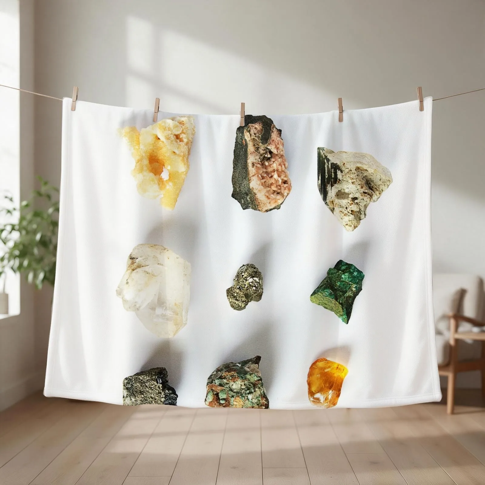 New Geodes Minerals Gems Stones Throw Blanket couch cozy soft plush fuzzy picnic outdoor blanket