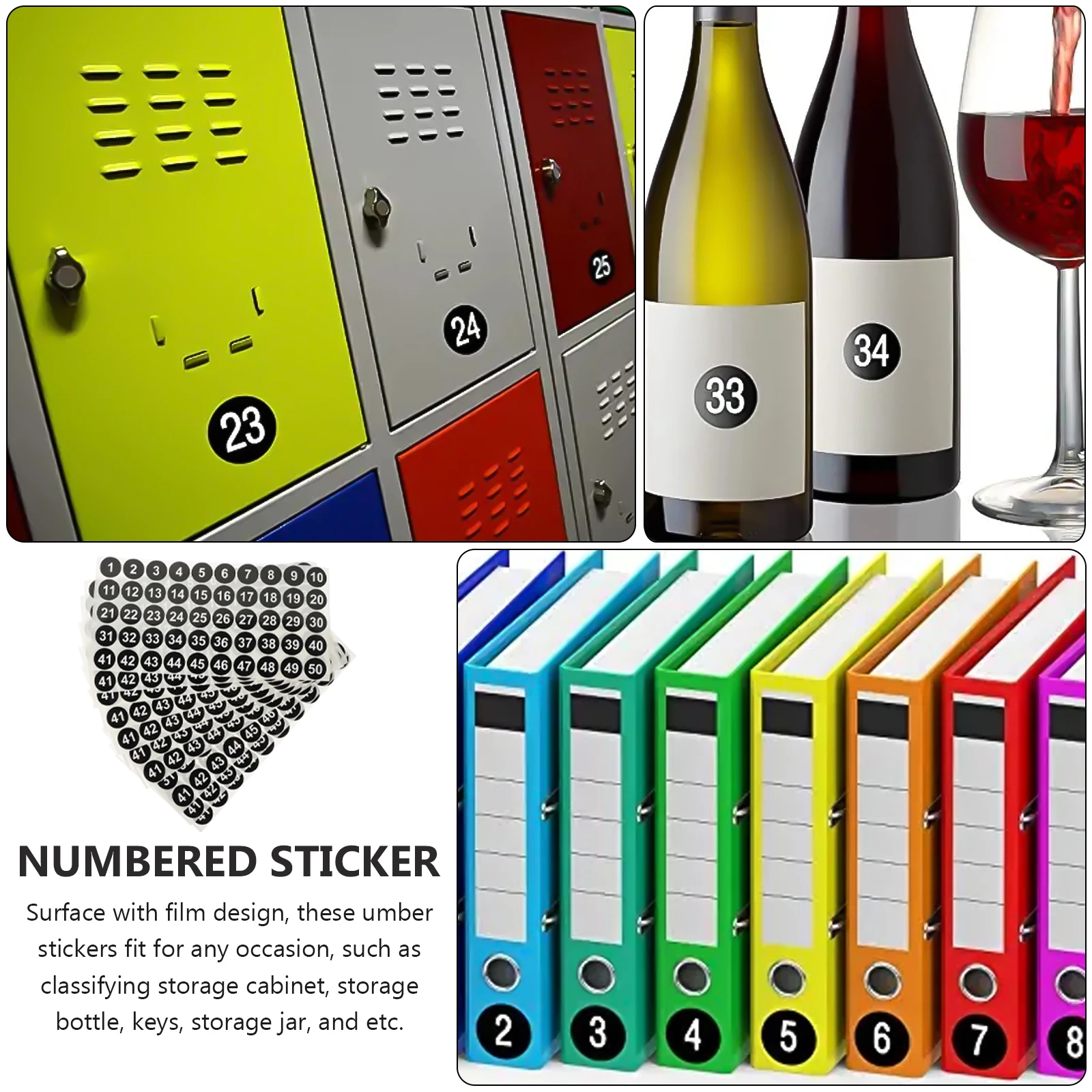

10 Sheets Number Stickers Adhesive Classification Label For Storage Cabinet Key Jar Self-Adhesive Round Digital Sign