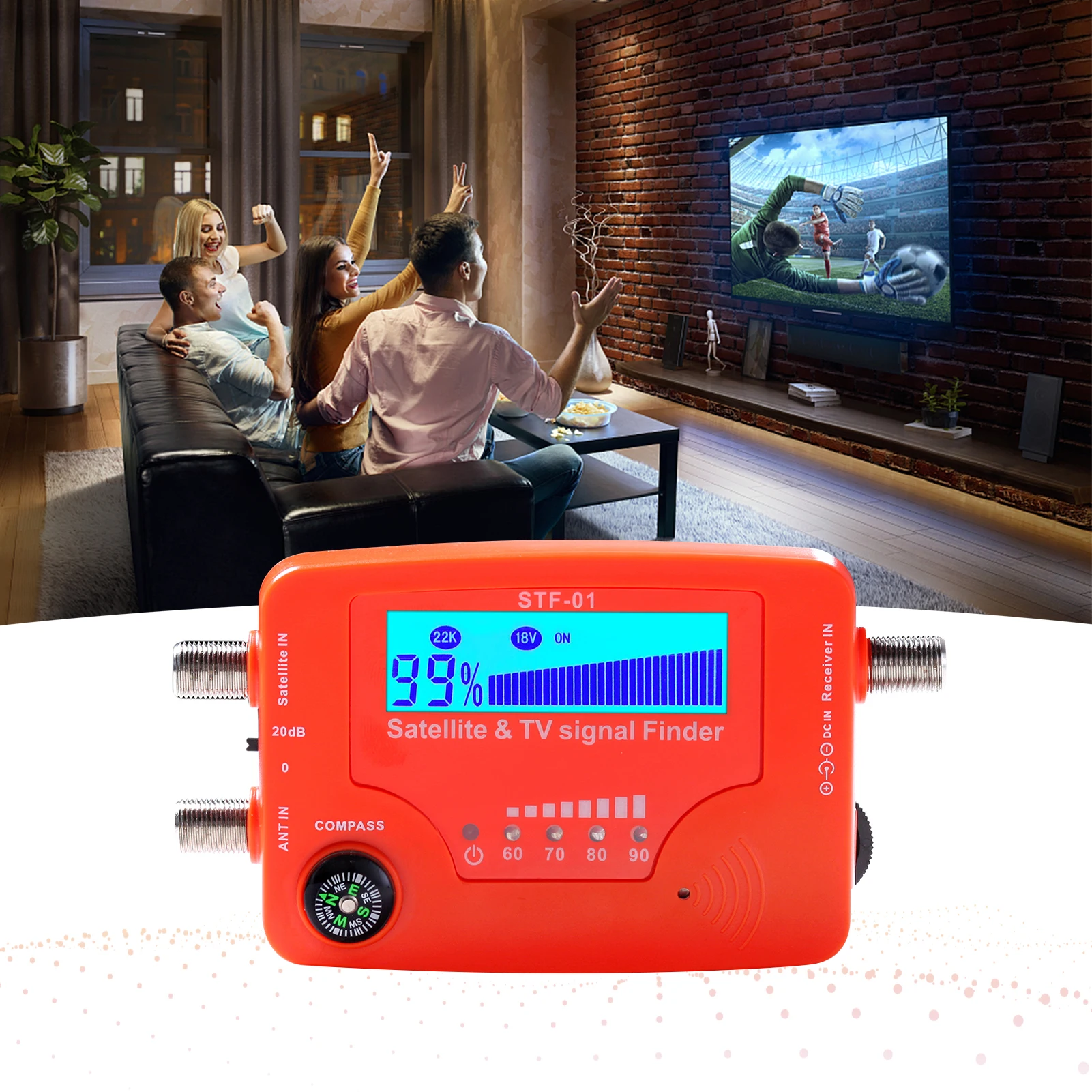 Medidor de intensidad de señal de antena, buscador de señal de TV y satélite Digital LCD portátil 2 en 1 para mejorar la recepción de TV