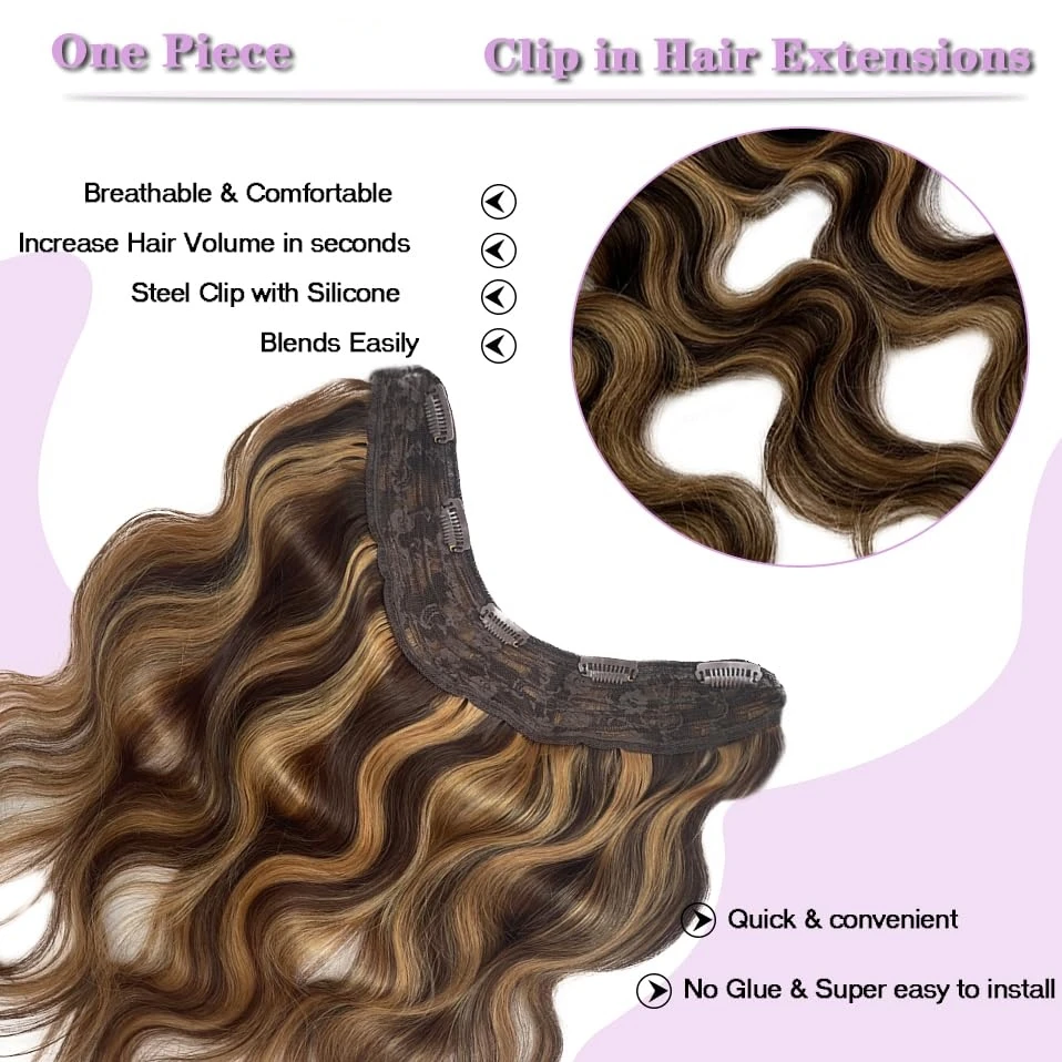 أومبير 4/27 الجسم موجة كليب في شعر مستعار بشري 100 جرام قطعة واحدة 5 مقاطع 3/4 كامل مشبك للرأس في وصلات الشعر 100% الشعر البشري #2