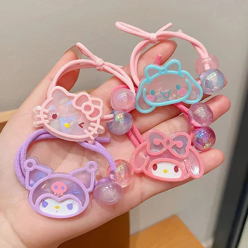 Sanrio niedlichen Cartoon Gummibänder Kuromi hoch elastische Haar gummi Haars eil Melodie Zimt Hund Kopf Seil für Kinder Mädchen Kopf bedeckung