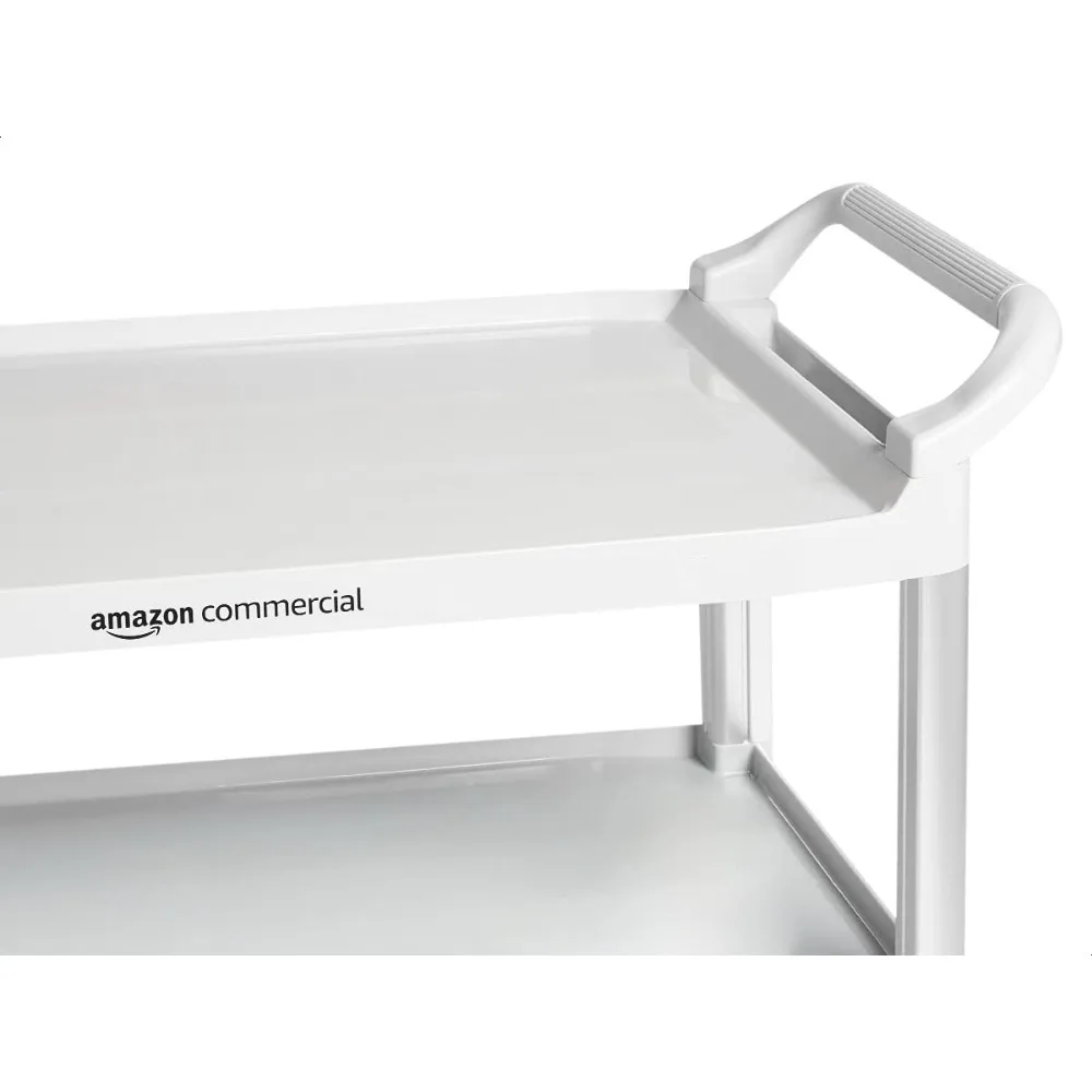 Amazoncommercial 3 Planken Utility Cart Met 400 Lbs Laadvermogen, Soepele Beweging, Grijs