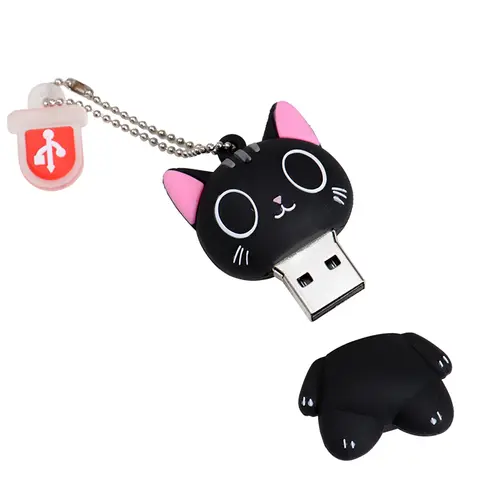 뜨거운 판매 Pendrive 귀여운 만화 고양이 USB 2.0 플래시 드라이브 16GB 32GB 64GB 128GB 펜 드라이브 크리 에이 티브 메모리 스틱 100% 실제 용량