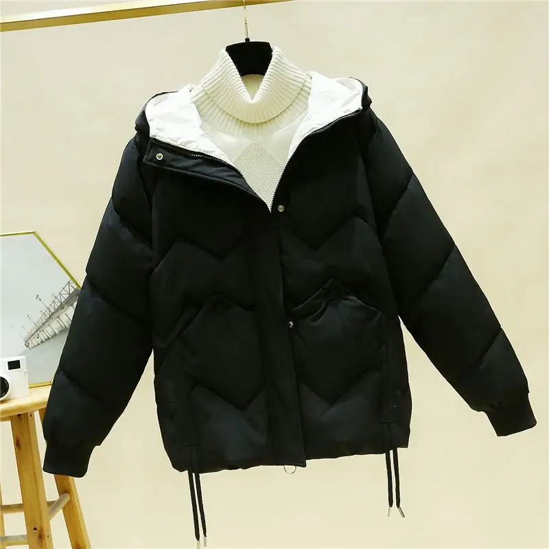 2024 New Winter Coat Women Down Cotton Jacket Lightweight Warm Loose Cotton Padded Jackets Casual Black Red Outerwear Female