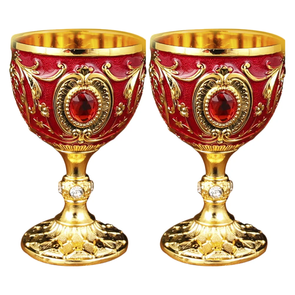 

2 Pcs Martini Glasses European Retro Whiskey Cup Drinks Aluminum Alloy Household