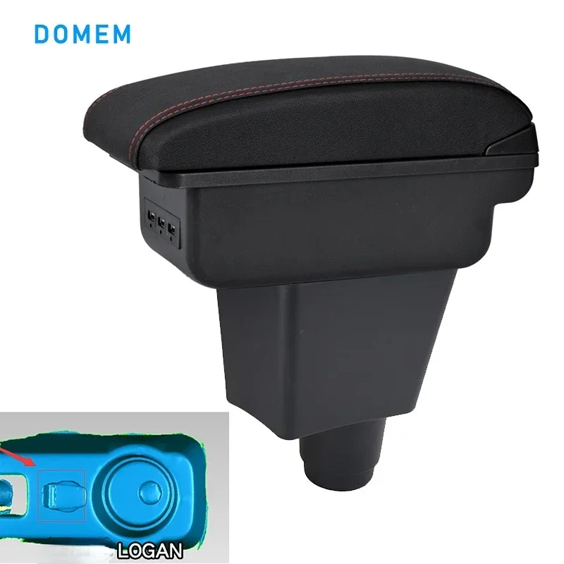 For Renault Logan 2 Armrest For Renault Sandero 2 Car Armrest box Interior Parts Car Cup Hole Large Space Dual Layer USB