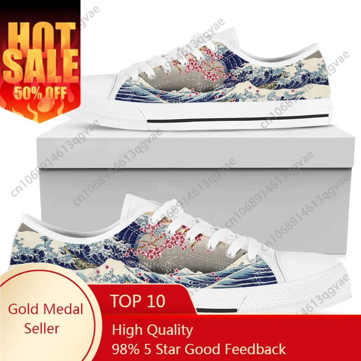 

The Great Wave Saruka Flower Low Top High Quality Sneakers Mens Womens Teenager Canvas Light Sneaker Couple Shoes Custom Shoe