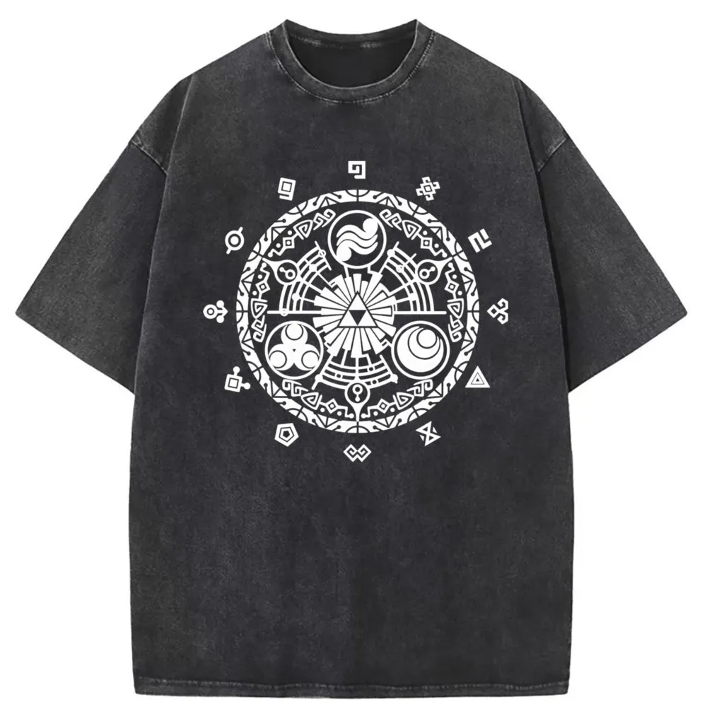 Gate Of Time Symbol Classic Washed Tshirt Harajuku 2023 New Long Sleeve Sweatshirts For Men Europe Streetwear Thanksgiving Day