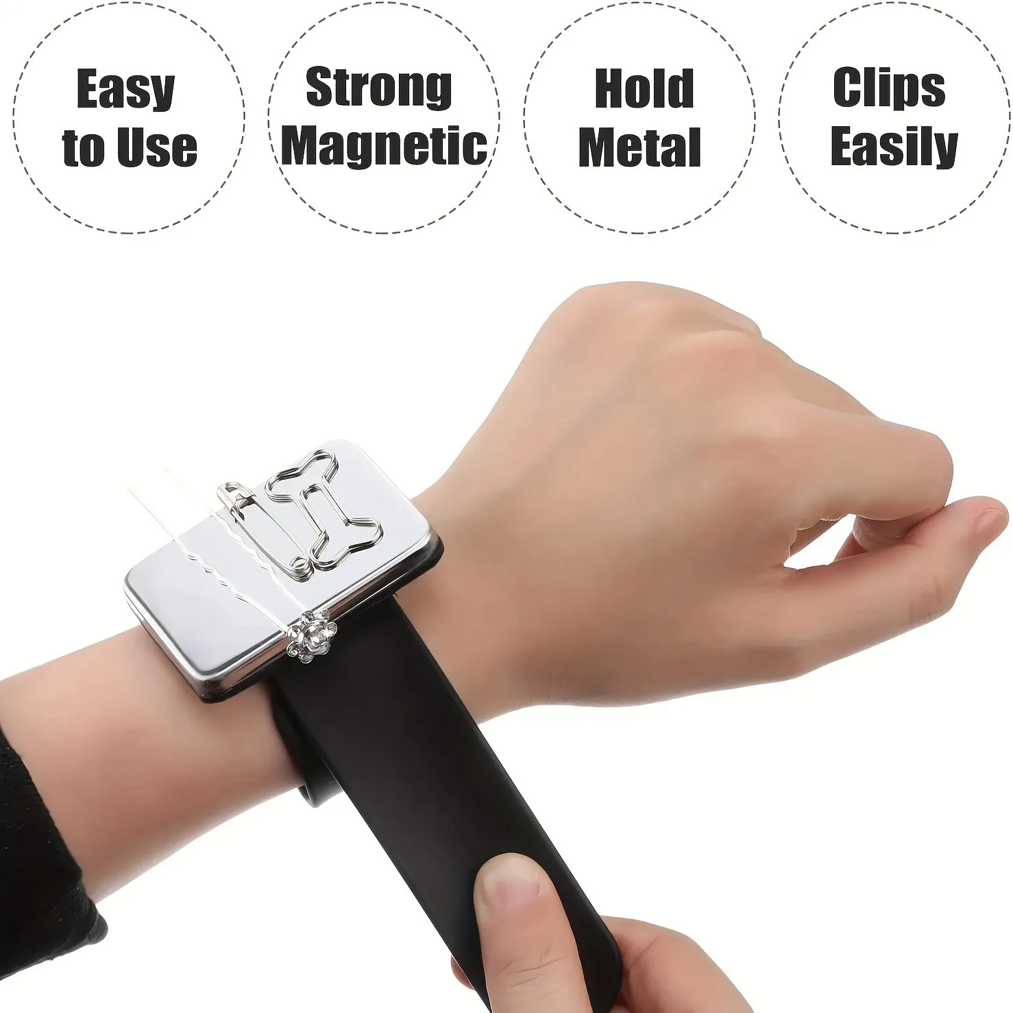 Magnetic Wrist Sewing Pincushion Magnetic Pin Cushion for Sewing Magnetic Pin Holder Hairdressing Styling Tools Silicone Wrist