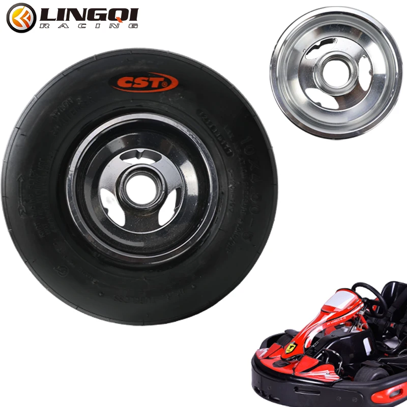 LINGQI RACING 5 Inch 10x4.50-5 Butyl Rubber Tubeless Tyre Aluminum Alloy Front Rear Wheel Hub For Go Kart Drift Car Karting