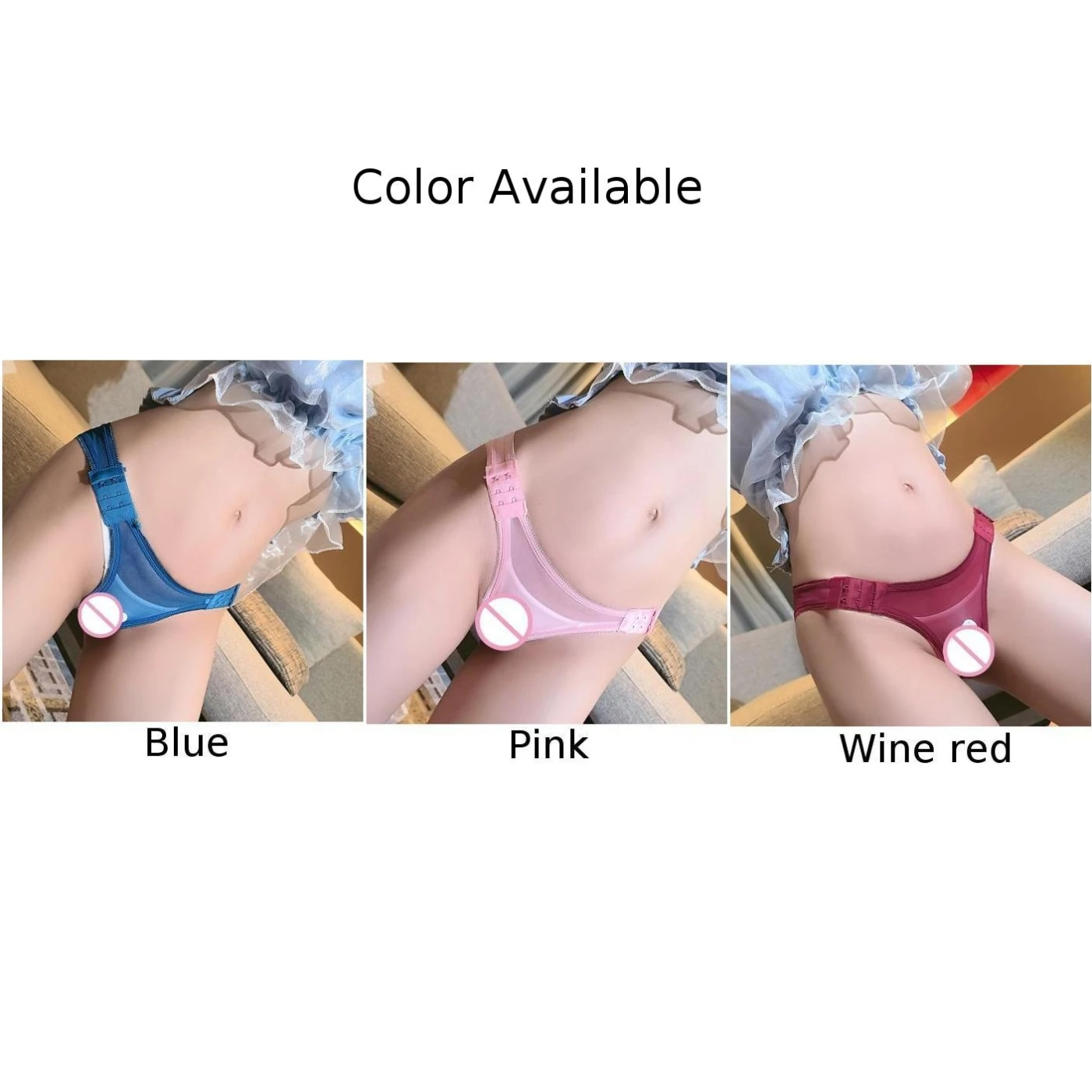 Bielizna wino czerwone/niebieskie/różowe męskie Sissy bielizna stringi bielizna siatkowa bikini bez krocza figi bokserki Poly Brand New