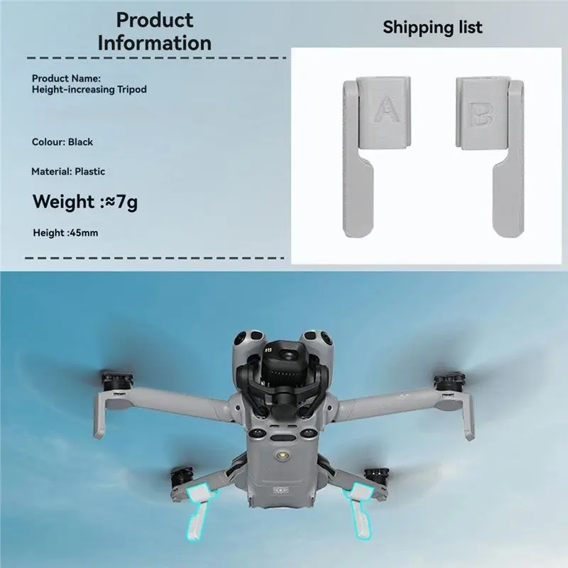 B31B Foldable Landing Gear Leg Extended Kit for DJI Mini 5 Pro Height Enhancement Kickstand Drone Accessories